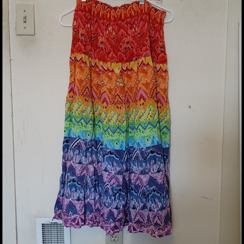Flowy colorful rainbow skirt